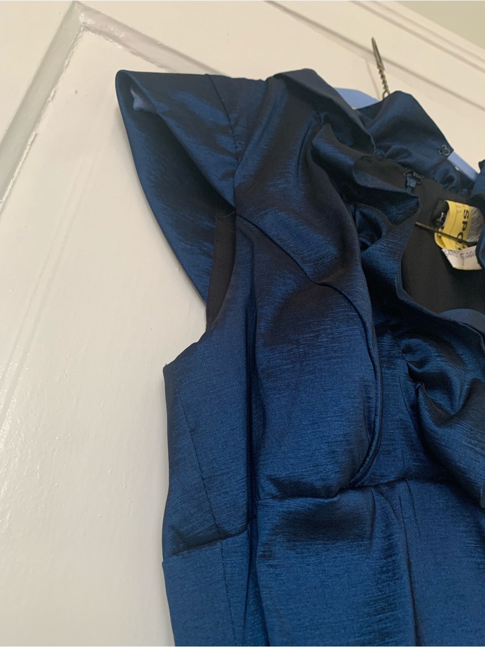 Xscape Navy Ruffle-Detail Ruched Midi Dress - Picture 4 of 10